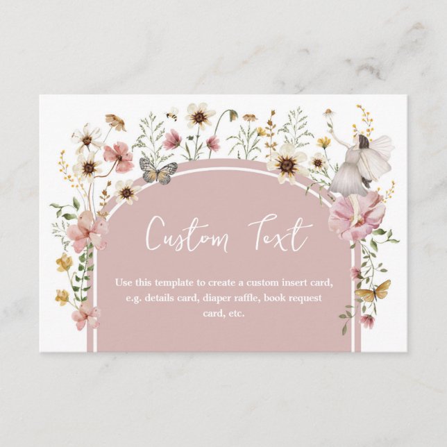 Carte D'accompagnement Boho Fairy Rose Fleur sauvage Texte personnalisé (Devant)