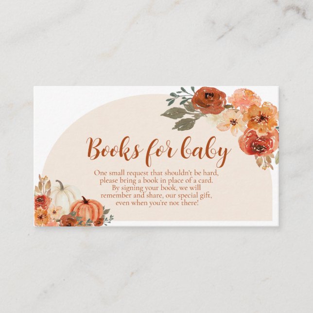 Carte D'accompagnement Boho Fall Little Citrouille Books for Baby shower (Devant)