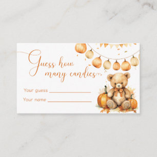 Carte D'accompagnement Boho fall ours baby shower devinez combien de bonb