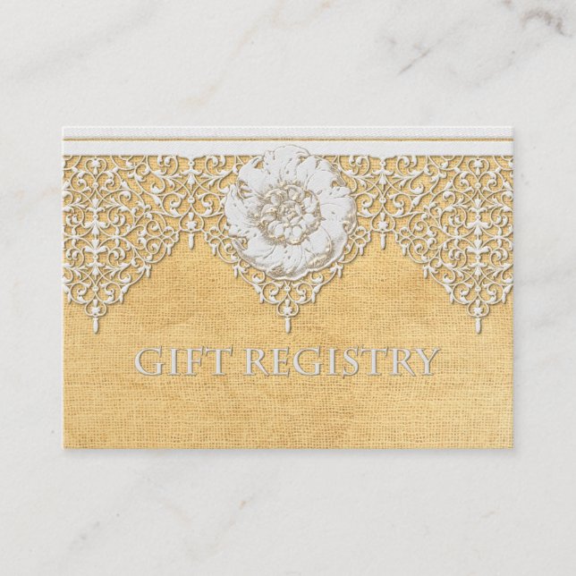 Carte D'accompagnement BOHO Faux Burlap n dentelle gitane moderne style m (Devant)