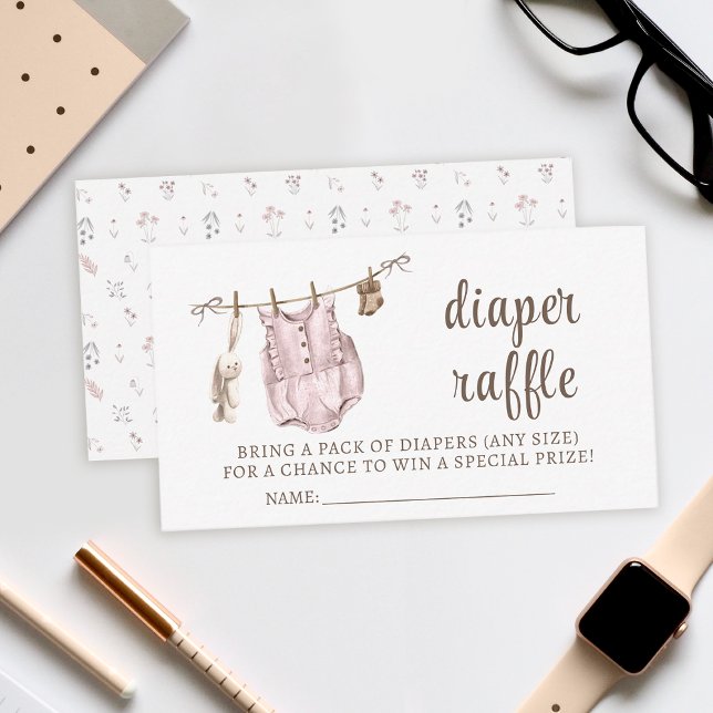 Carte D'accompagnement Boho fille vêtements de couche tombole baby shower (Créateur téléchargé)