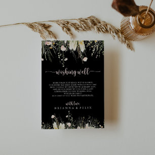 Carte D'accompagnement Boho Fleur sauvage Black Mariage Wishing well
