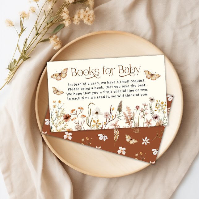 Carte D'accompagnement Boho Fleur sauvage Books for Baby Request (Boho Wildflower Books for Baby Request Enclosure Card)