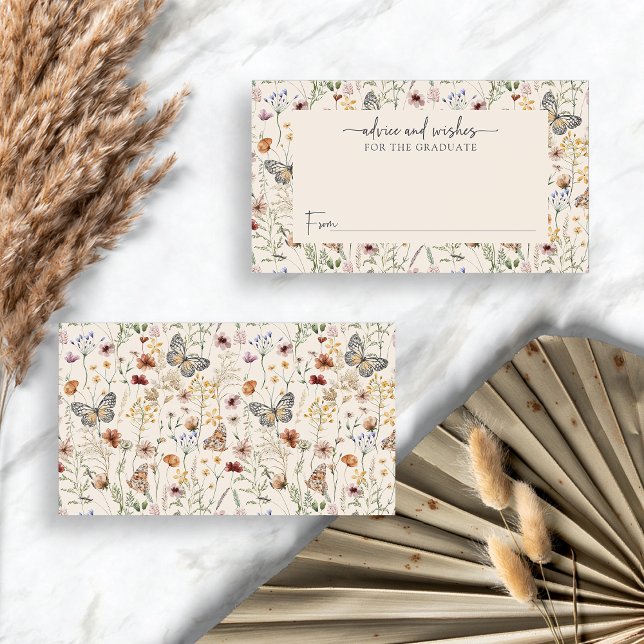 Carte D'accompagnement Boho Fleur sauvage Conseil Diplômé (Boho Wildflowers Advice and Wishes Graduate Enclosure Card by Painted Paperie
)