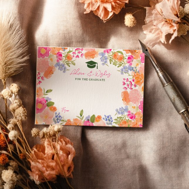 Carte D'accompagnement Boho Fleur sauvage Conseils d'été pour obtenir un  (Boho Wildflower Summer graduation advice wishes Enclosure Card)