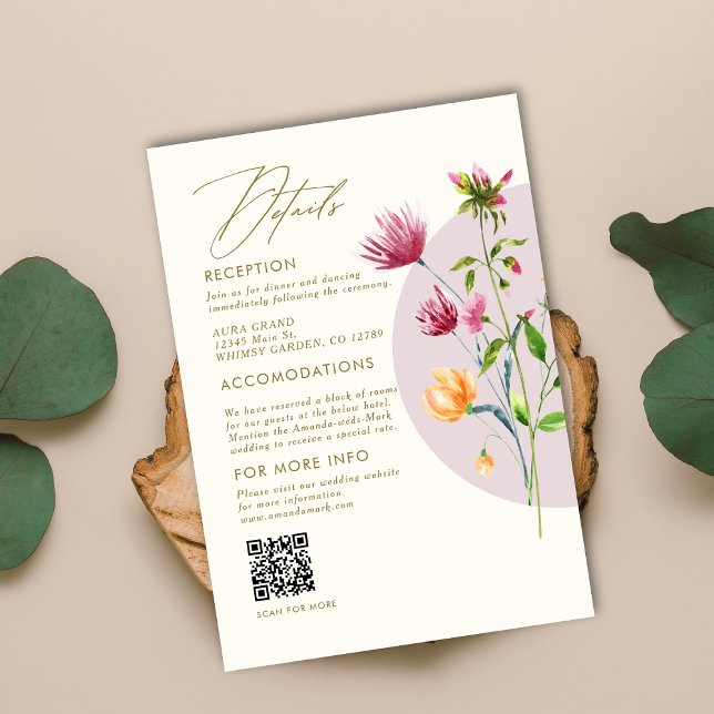 Carte D'accompagnement Boho Fleur sauvage de printemps unique Mariage Whi (Créateur téléchargé)