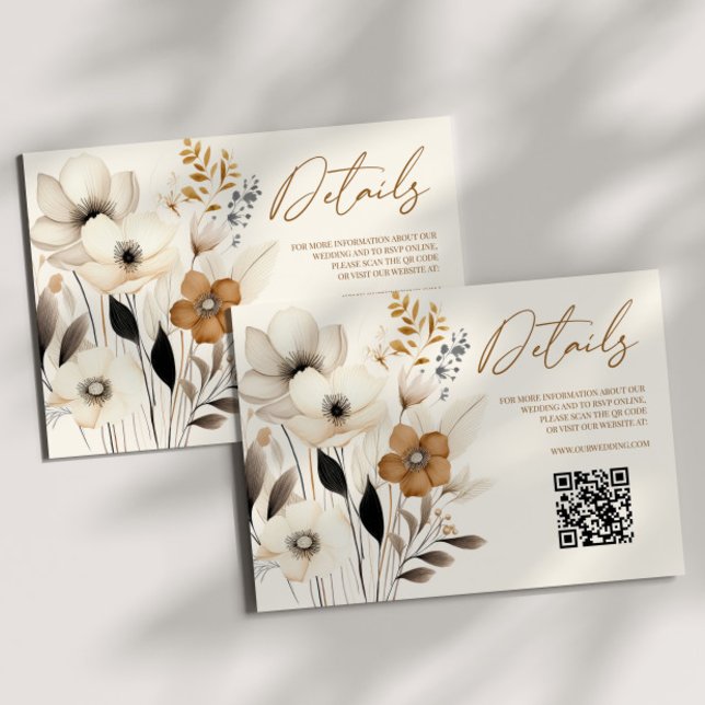 Carte D'accompagnement Boho Fleur sauvage Floral QR Code Détails du Maria (Créateur téléchargé)