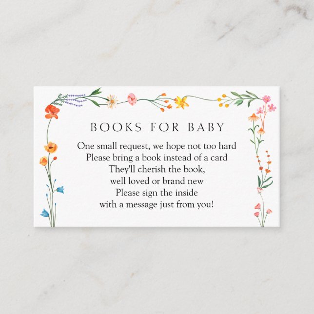 Carte D'accompagnement Boho Fleur sauvage Garden Books for Baby (Devant)