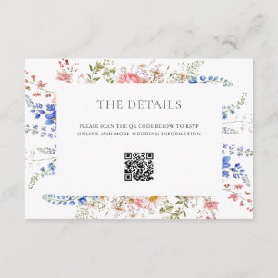 Carte D'accompagnement Boho Fleur sauvage minimaliste Mariage floral