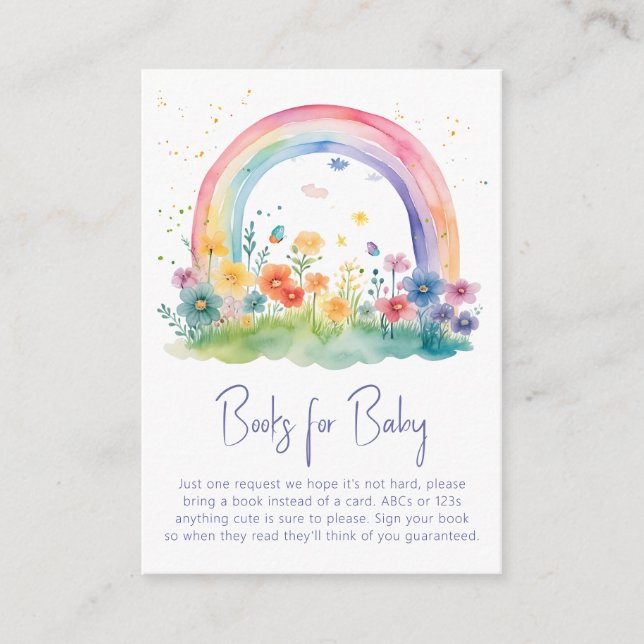 Carte D'accompagnement Boho Fleur sauvage Rainbow Baby showers Livres pou (Devant)