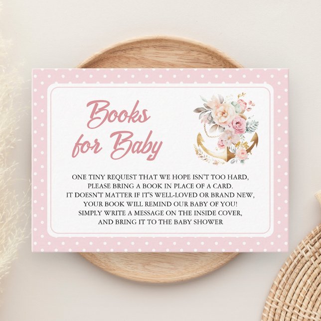 Carte D'accompagnement Boho Floral Anchor Nautical Girl Book Request (Créateur téléchargé)