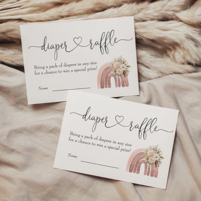 Carte D'accompagnement Boho Floral Arc-en-ciel Fille Baby shower Déchets  (Créateur téléchargé)