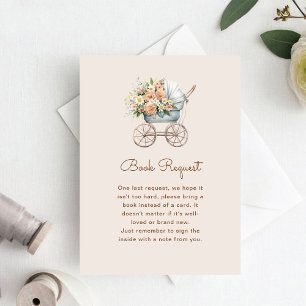 Carte D'accompagnement Boho Floral Baby Carriage Demande de carnet