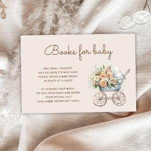 Carte D'accompagnement Boho Floral Baby Carriage Livres pour bébé