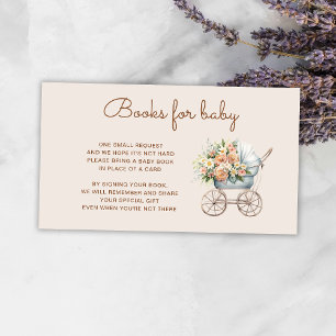 Carte D'accompagnement Boho Floral Baby Carriage Livres pour bébé