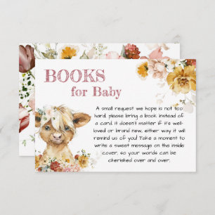 Carte D'accompagnement Boho Floral Highland Vaches Livres Pour Bébé