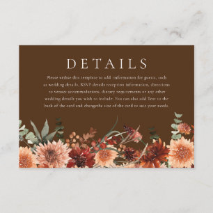 Carte D'accompagnement Boho Floral Mariage Ceremony Détails de la récepti
