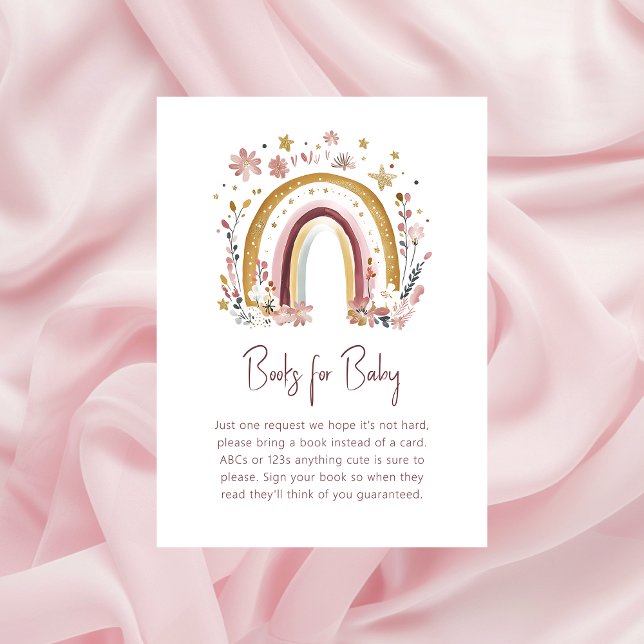 Carte D'accompagnement Boho Floral Rainbow Baby showers Livres pour bébé (Créateur téléchargé)