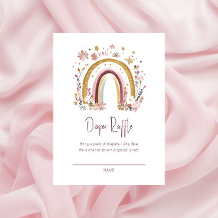 Carte D'accompagnement Boho Floral Rainbow Baby Sprinkle Diaper Raffle