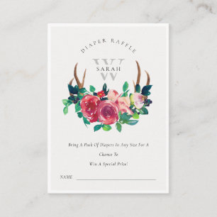Carte D'accompagnement Boho Floral Stag Antlers Baby shower de carafe de