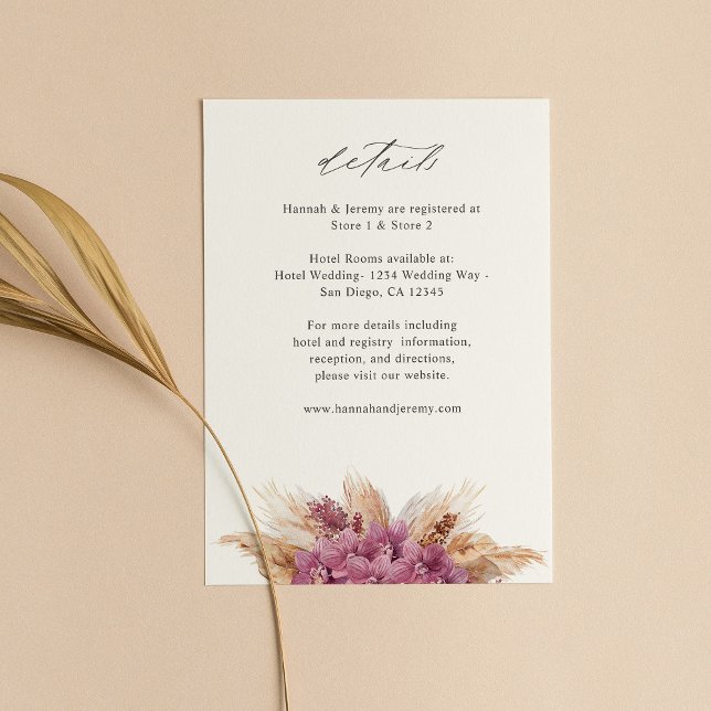 Carte D'accompagnement Boho Floral Violet Détails 2 (Créateur téléchargé)