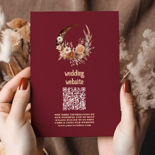 Carte D'accompagnement Boho Floral Western Mariage QR CODE