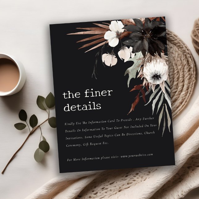 Carte D'accompagnement Boho Gothic Rust Black Botanique Détails du Mariag (Créateur téléchargé)