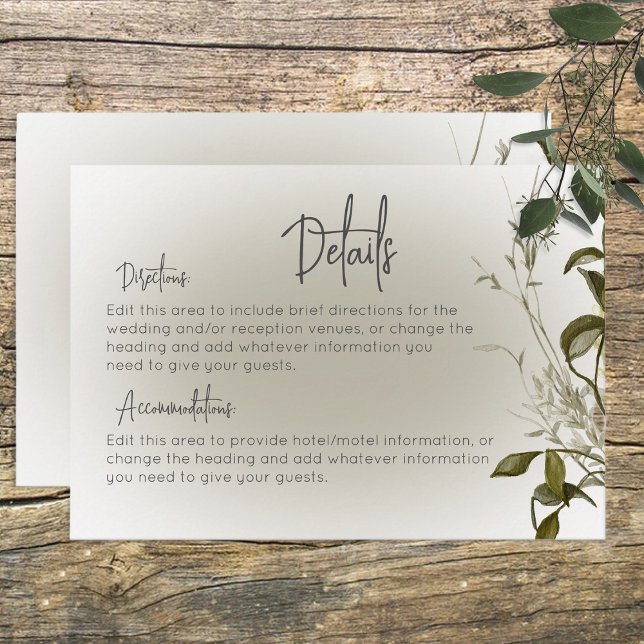 Carte D'accompagnement Boho Greenery Détails moderne Mariage (Créateur téléchargé)