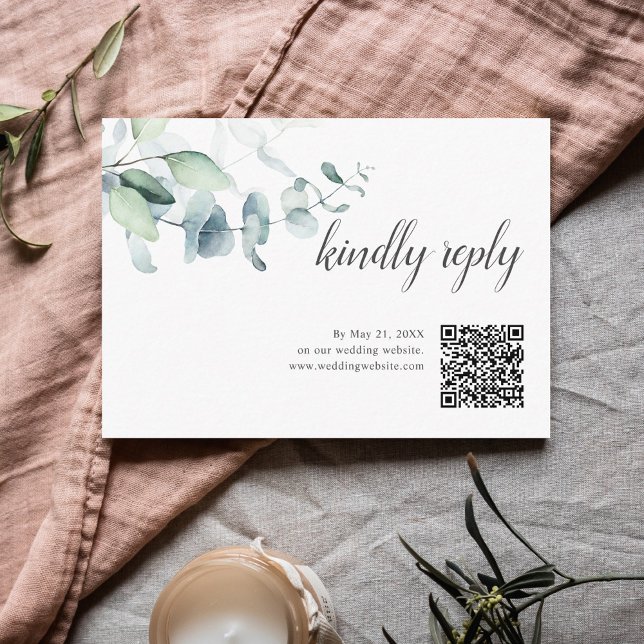 Carte D'accompagnement Boho Greenery Feuille Mariage en ligne RSVP (Créateur téléchargé)