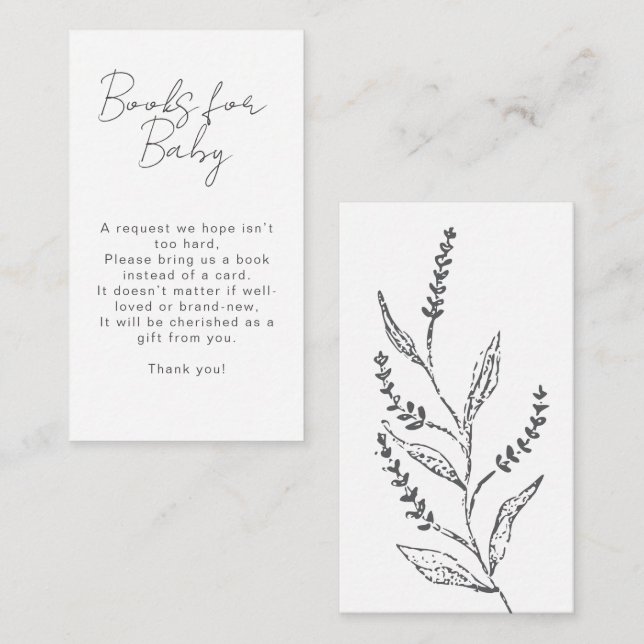 Carte D'accompagnement Boho Hand-drawn Wildflower Books For Baby Shower (Devant / Derrière)