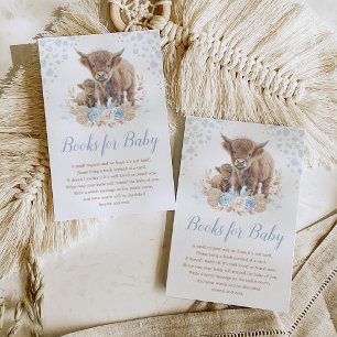 Carte D'accompagnement Boho Highland Cow Blue Pampas Livres pour Baby Boy