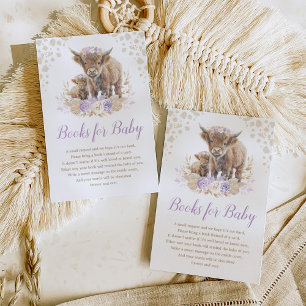 Carte D'accompagnement Boho Highland Cow Lilac Pampas Livres pour Baby Gi