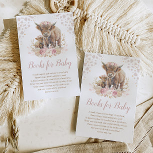 Carte D'accompagnement Boho Highland Cow Pampas Rose Livres pour Baby Gir