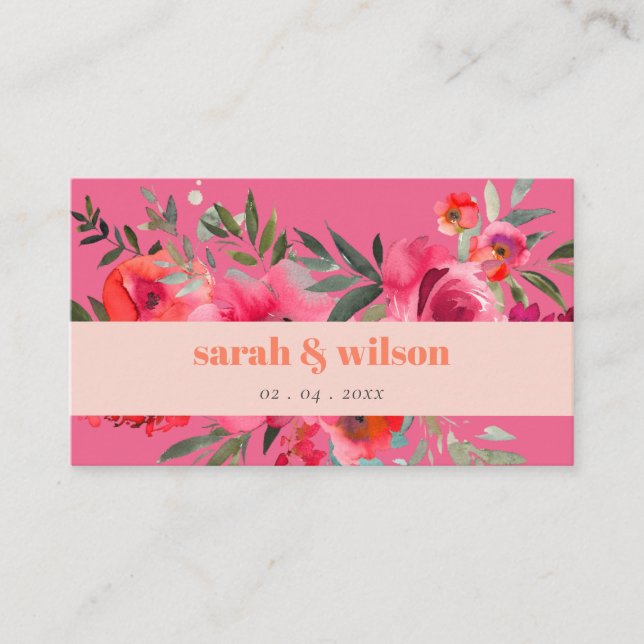 Carte D'accompagnement Boho Hot rose Orange Mariage site (Devant)
