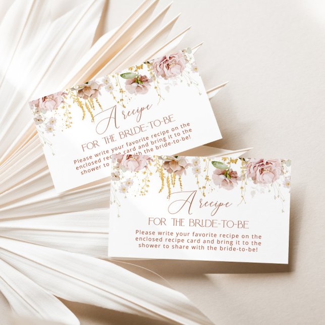 Carte D'accompagnement Boho jardin fleuri Recette pour la mariée à être (Créateur téléchargé)