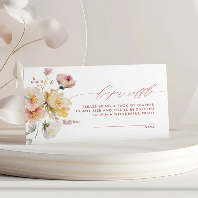 Carte D'accompagnement Boho Jardin Rose Fleurs de couches Raffle (Créateur téléchargé)