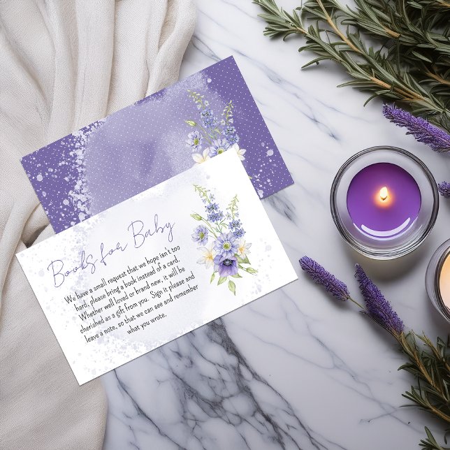 Carte D'accompagnement Boho Little Wildflower Baby Shower Books for Baby (Boho A Little Wildflower Baby Shower "Books for Baby" Enclosure Card)