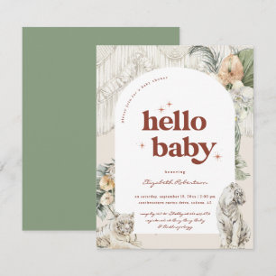 Carte D'accompagnement Boho Macrame Tigre Verdure   Baby Shower