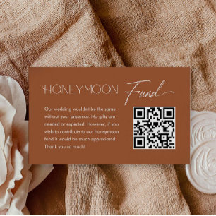 Carte D'accompagnement Boho Mariage QR Code Fonds de lune de miel