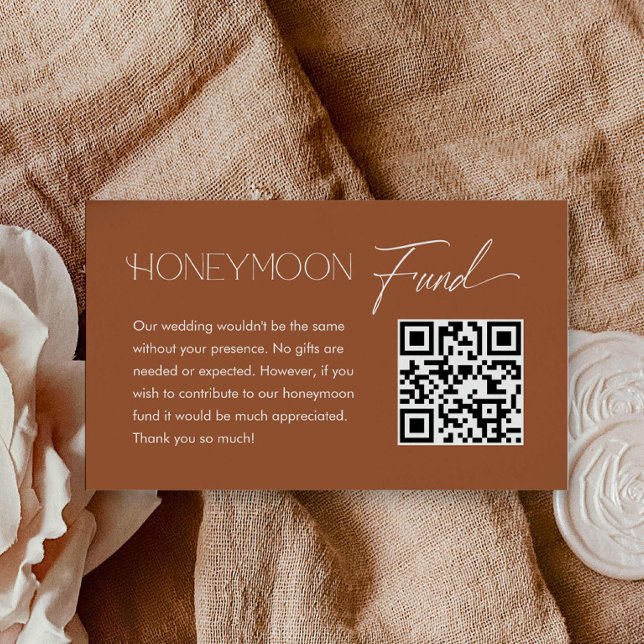 Carte D'accompagnement Boho Mariage QR Code Fonds de lune de miel (Boho Honeymoon Funds with QR Code card)