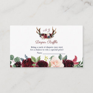 Carte D'accompagnement Boho Merlot Marine Floral Antlers Déchets