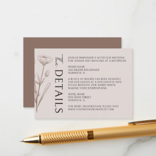 Carte D'accompagnement Boho Modern Minimaliste Détails Mariage