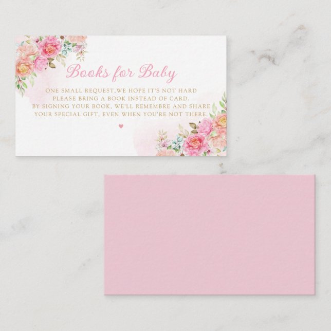 Carte D'accompagnement Boho moderne aquarelle Floral Livres pour bébé (Devant / Derrière)