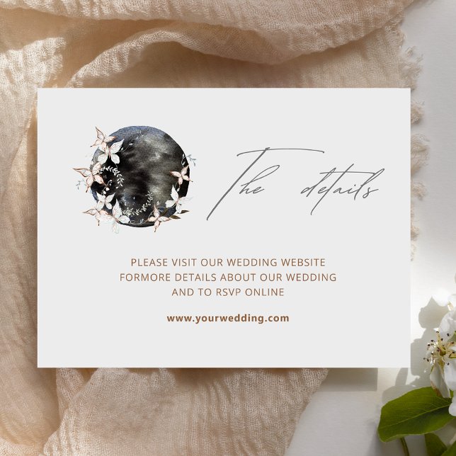 Carte D'accompagnement Boho Moon Celestial Botancien Détails du Mariage (Créateur téléchargé)