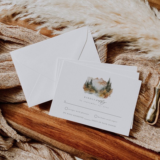 Carte D'accompagnement Boho Mountain Wedding RSVP Insertion Card (Créateur téléchargé)