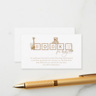 Carte D'accompagnement Boho Neutral Bois Block Lettres Livres Pour Bébé