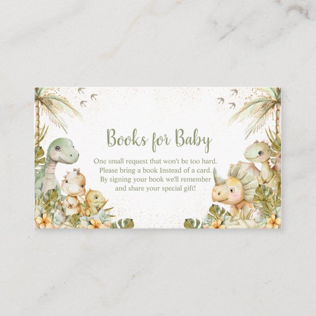 Carte D'accompagnement Boho Neutral Dinosaur Baby shower, Livres pour béb (Devant)