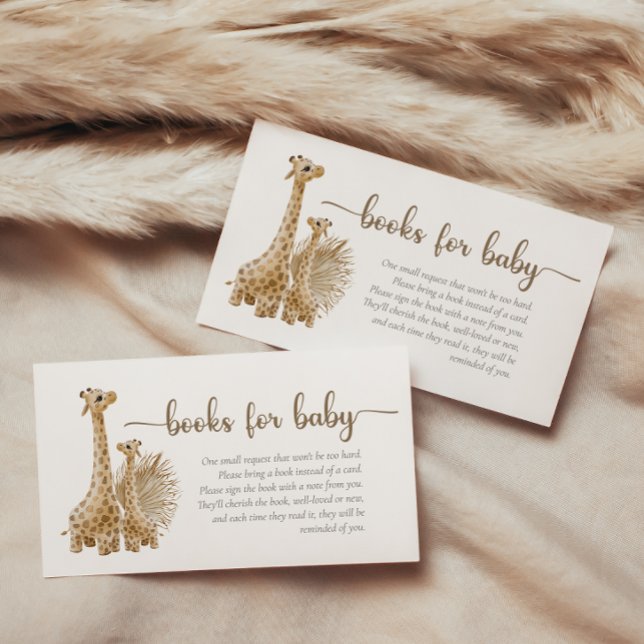 Carte D'accompagnement Boho Neutre Pampas Grass Giraffe Livres Pour Bébé (Créateur téléchargé)
