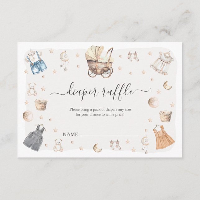 Carte D'accompagnement Boho Nursery Baby Crib Genre Révéler Diaper Raffle (Devant)