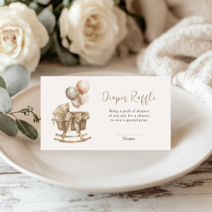 Carte D'accompagnement Boho Nursery Beige Balloons Diaper Raffin